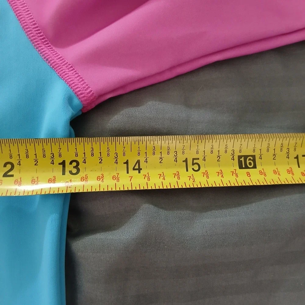 Under Armour Kids HeatGear Compression Fitted Shirt Blue Pink Ombre Size 14 Girl